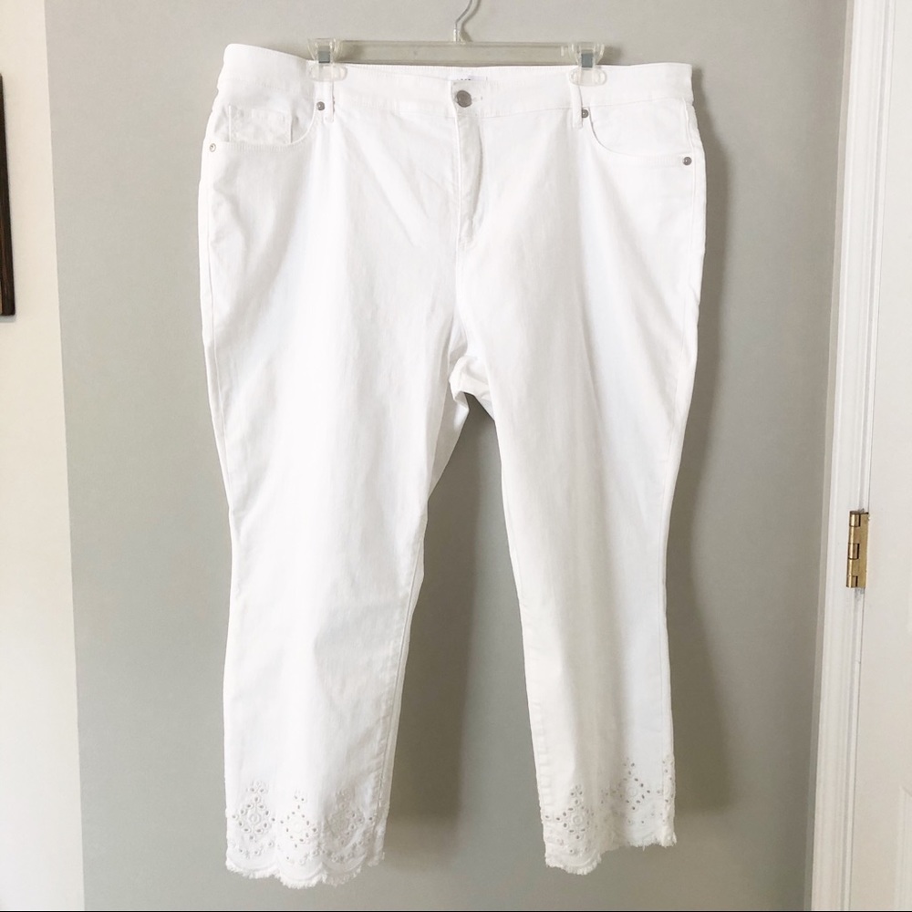 Loft Plus Eyelet High Waist Skinny Crop Jeans